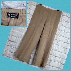 VTG Carol Anderson Collection Cropped Pleated Linen Pants Women's Medium Khaki